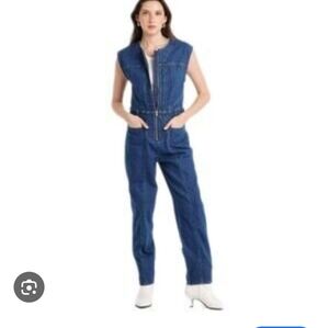 Sleeveless Blue Denim Jumpsuit